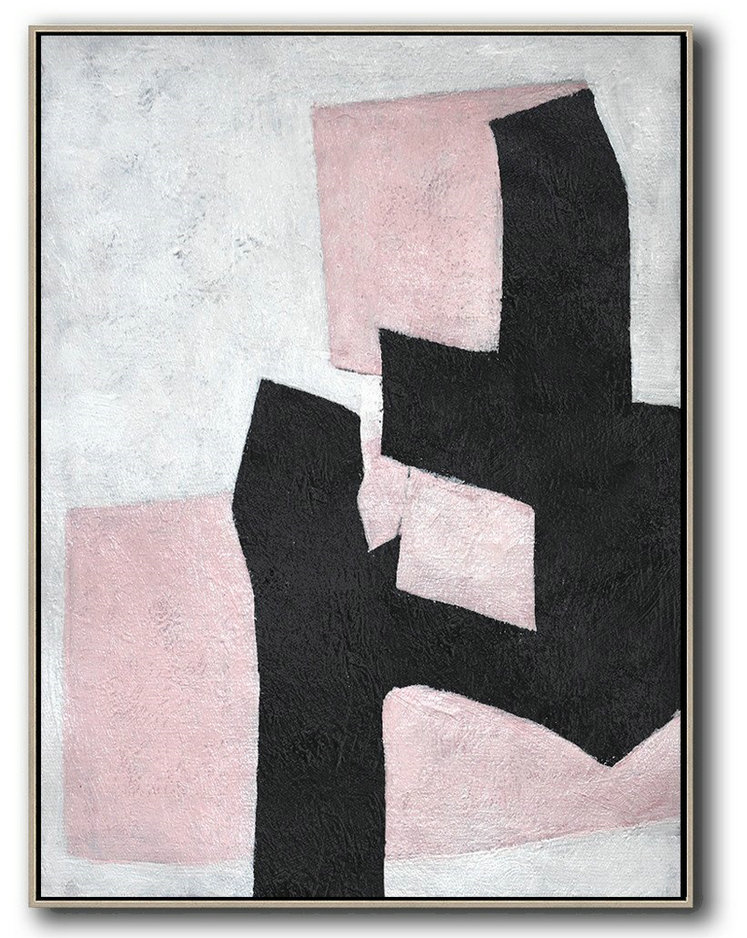 Handmade Extra Large Contemporary Painting,Hand-Painted Black And White Minimal Painting On Canvas,Hand Made Original Art
